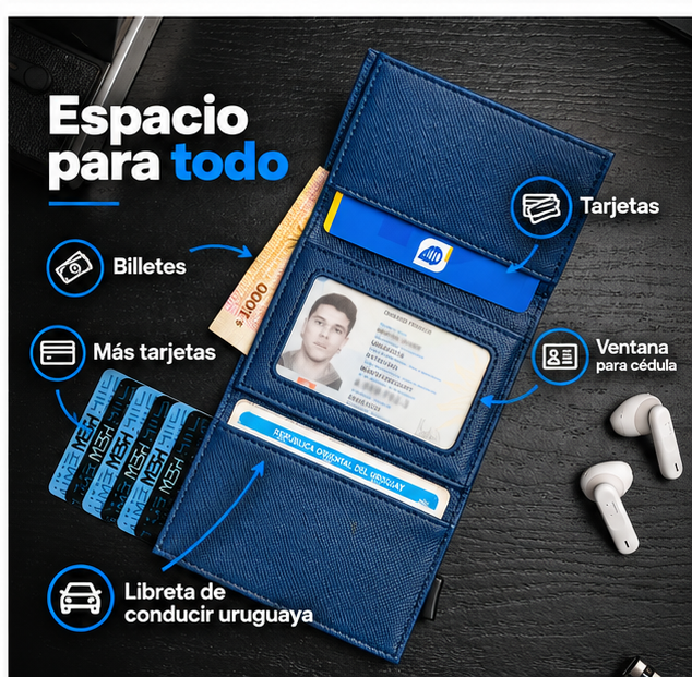Billetera/ Tarjetero Deluxe - Azul