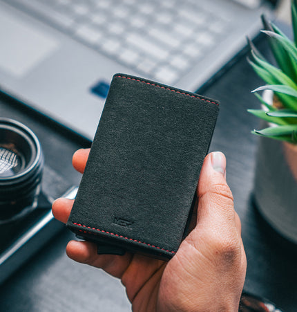 Billetera Tarjetero Noble - Gris con Rojo