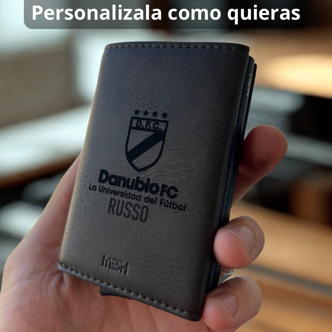 Billetera Tarjetero Premium de Cuero Genuino Color Negro