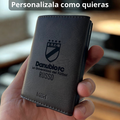 Billetera Tarjetero Premium de Cuero Genuino Color Negro