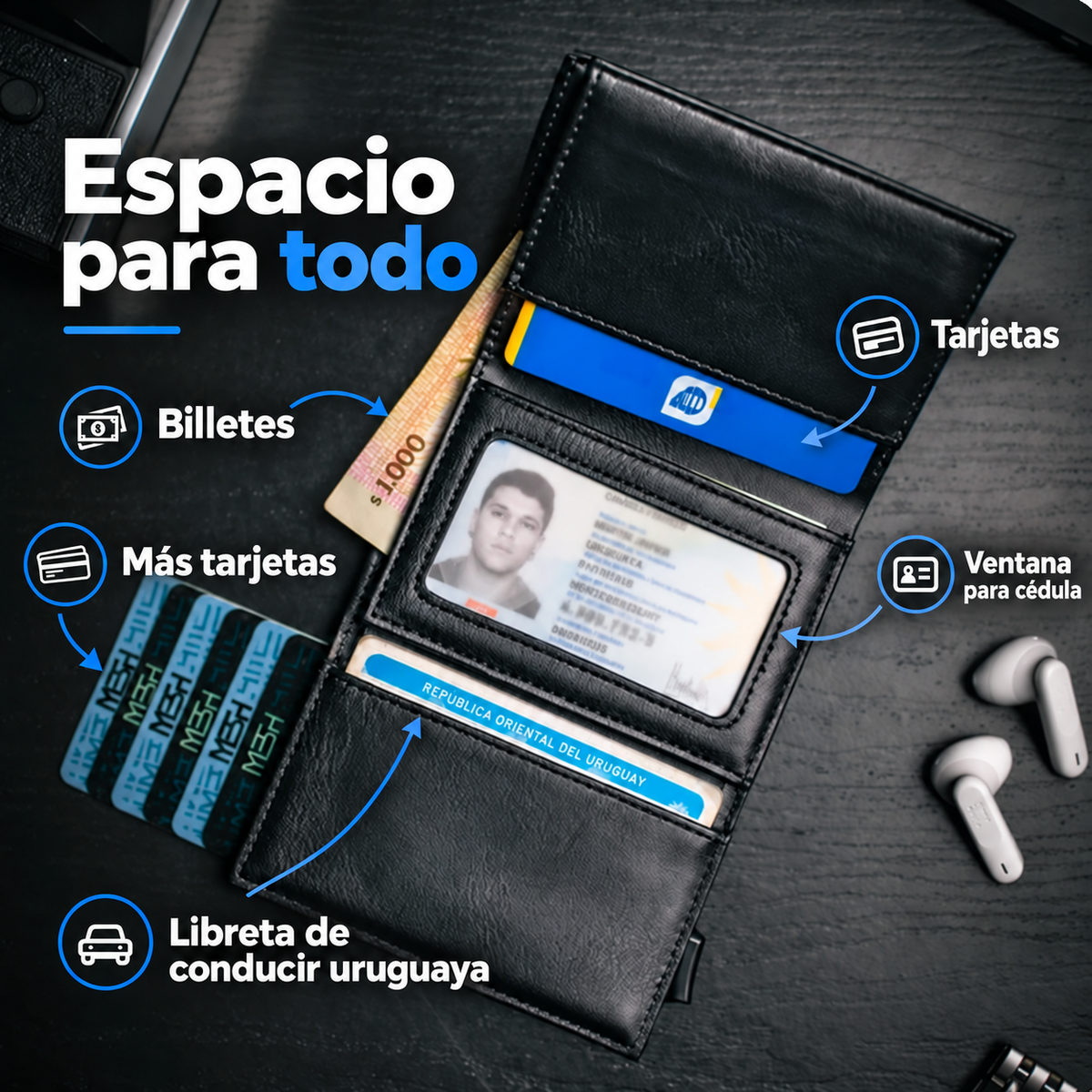 Billetera/ Tarjetero Deluxe - Negro
