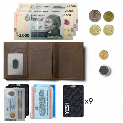 Billetera  Tarjetero RUSTICO / Cuero Genuino (Negro)