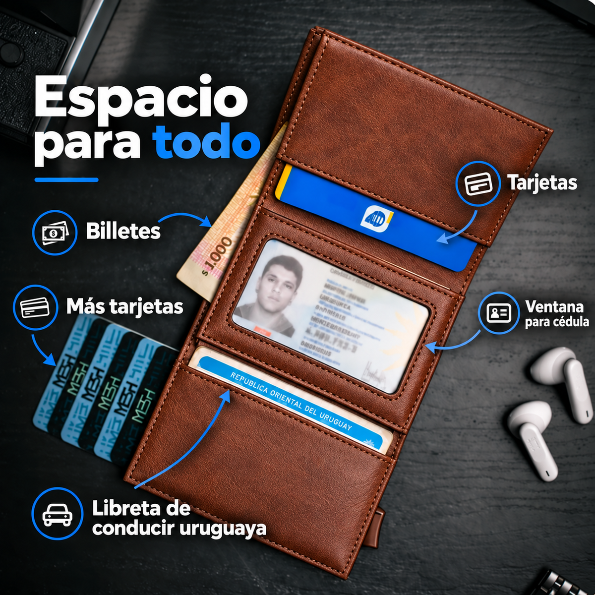 Billetera/ Tarjetero Deluxe - Marrón Claro