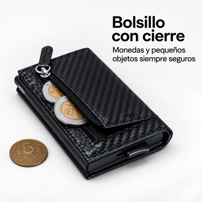 Billetera/ Tarjetero Deluxe - Negro Fibra de Carbono