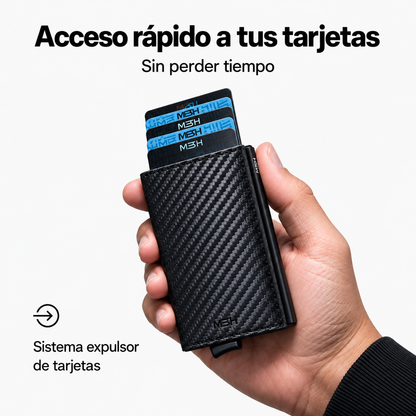 Billetera/ Tarjetero Deluxe - Negro Fibra de Carbono