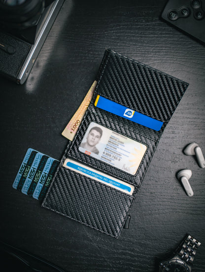 Billetera/ Tarjetero Deluxe - Negro Fibra de Carbono