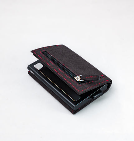 Billetera Tarjetero Noble - Gris con Rojo