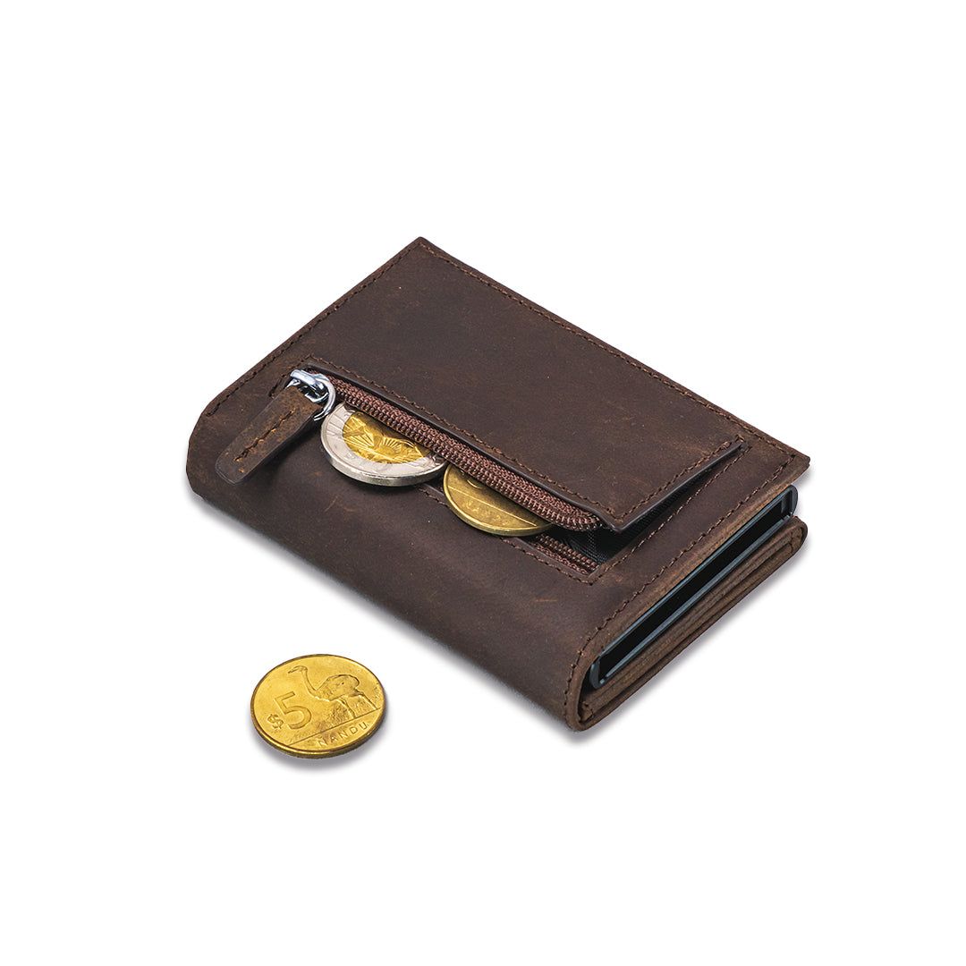 Billetera Tarjetero RUSTICO / Cuero Genuino (Marrón)