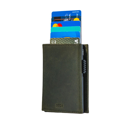 Billetera  Tarjetero RUSTICO  / Cuero Genuino (Verde) (PREVENTA)