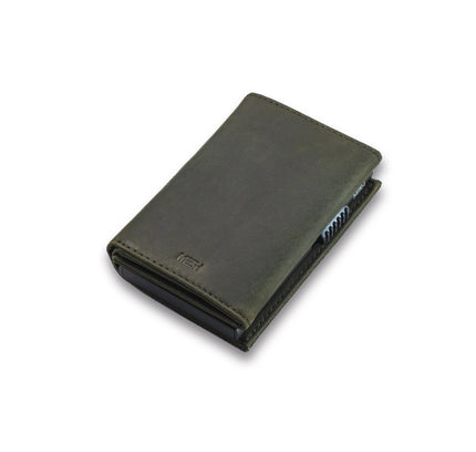 Billetera  Tarjetero RUSTICO  / Cuero Genuino (Verde) (PREVENTA)