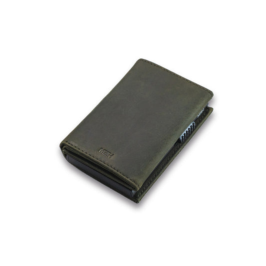 Billetera  Tarjetero RUSTICO  / Cuero Genuino (Verde) (PREVENTA)