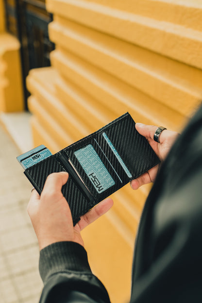 Billetera/ Tarjetero Deluxe - Negro Fibra de Carbono