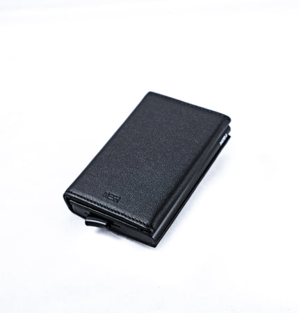 Billetera Tarjetero Premium de Cuero Genuino Color Negro