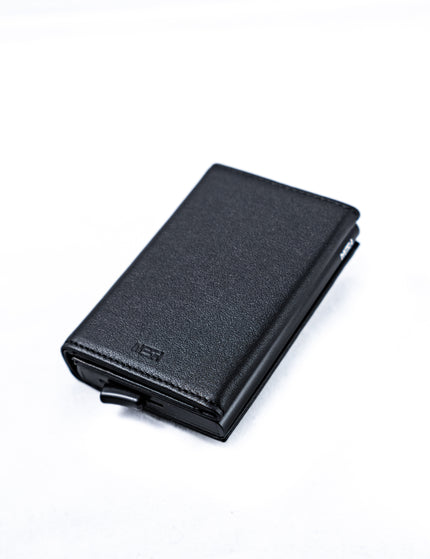 Billetera Tarjetero Premium de Cuero Genuino Color Negro
