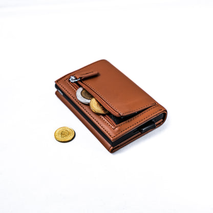 Billetera Tarjetero Premium de Cuero Genuino Color Marrón