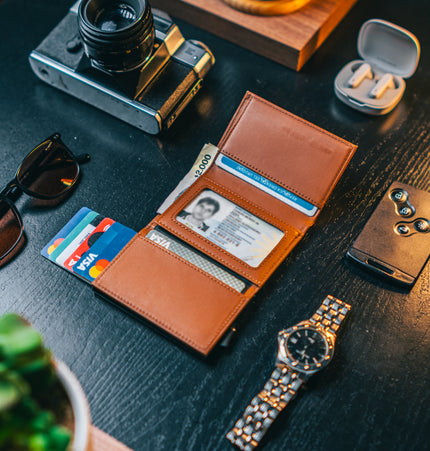 Billetera Tarjetero Premium de Cuero Genuino Color Marrón